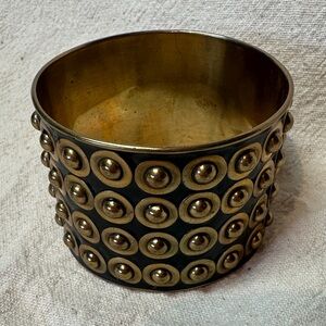 Gold-toned and Black Studded Bangle Bracelet
